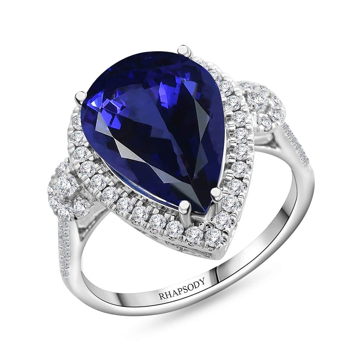 Doorbuster Certified & Appraised Rhapsody 950 Platinum AAAA Tanzanite and E-F VS Diamond Ring 7.35 ctw