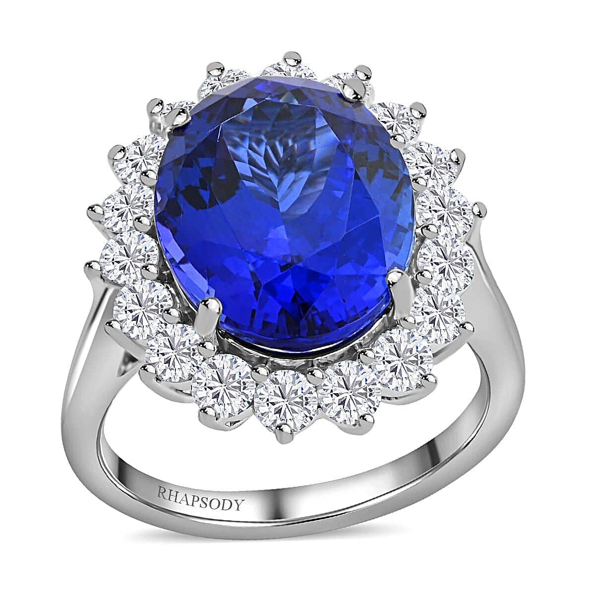 Certified & Appraised Rhapsody 950 Platinum AAAA Tanzanite and E-F VS Diamond Ring 9.26 Grams 11.25 ctw