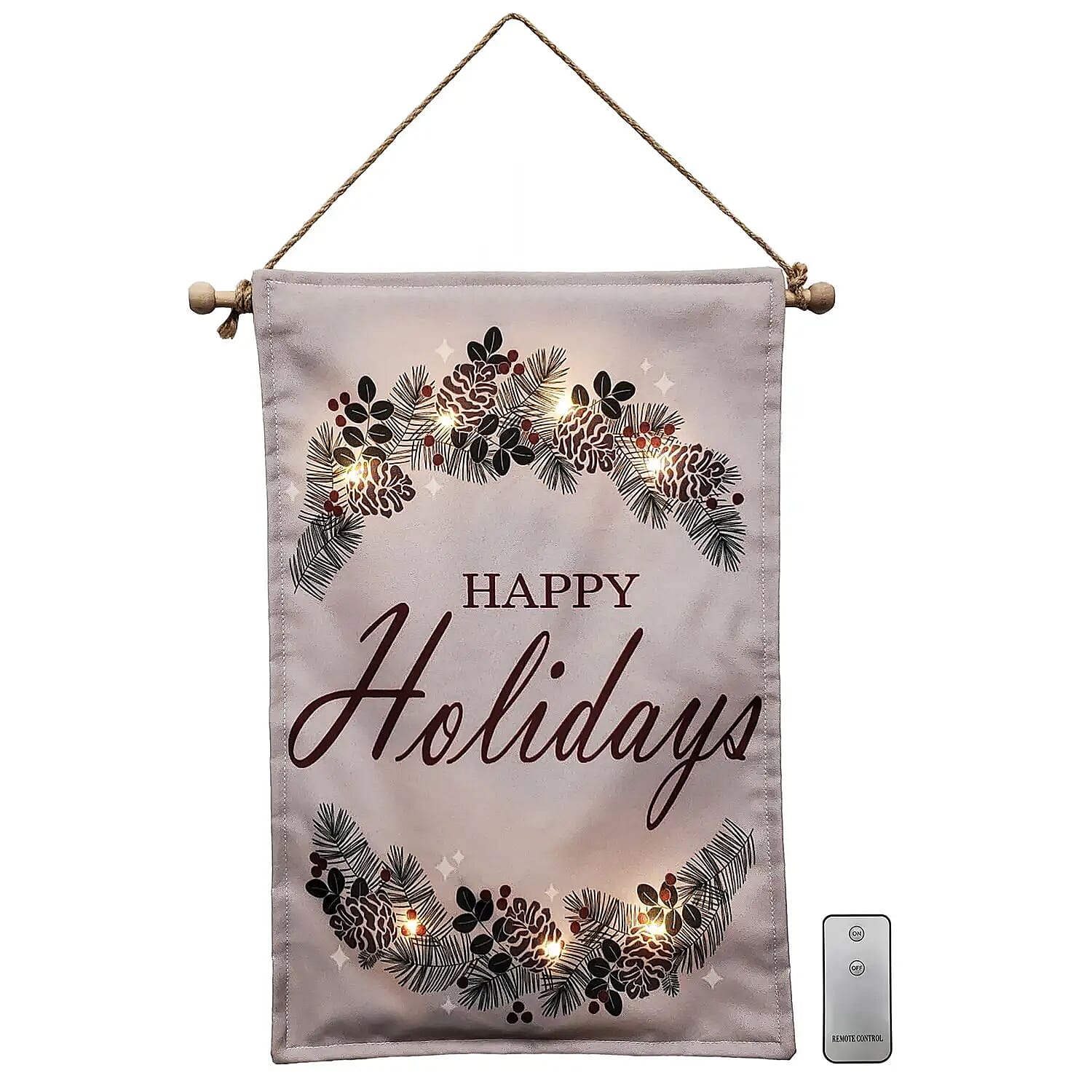Lumabase Christmas- Battery-Operated Lighted Wall Banner â€“ Happy Holidays (15"x25")