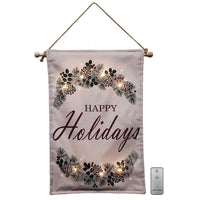 Lumabase Christmas- Battery-Operated Lighted Wall Banner â€“ Happy Holidays (15"x25")