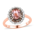 Premium Blush Tourmaline, Natural Champagne and White Diamond Floral Ring in Vermeil Rose Gold Over Sterling Silver (Size 10.0) 1.60 ctw (Del. in 10-12 Days) - Sticky add to cart bar
