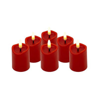Lumabase Christmas-Battery Operated 3D Wick Flame Mini Pillars, Red – Set of 6