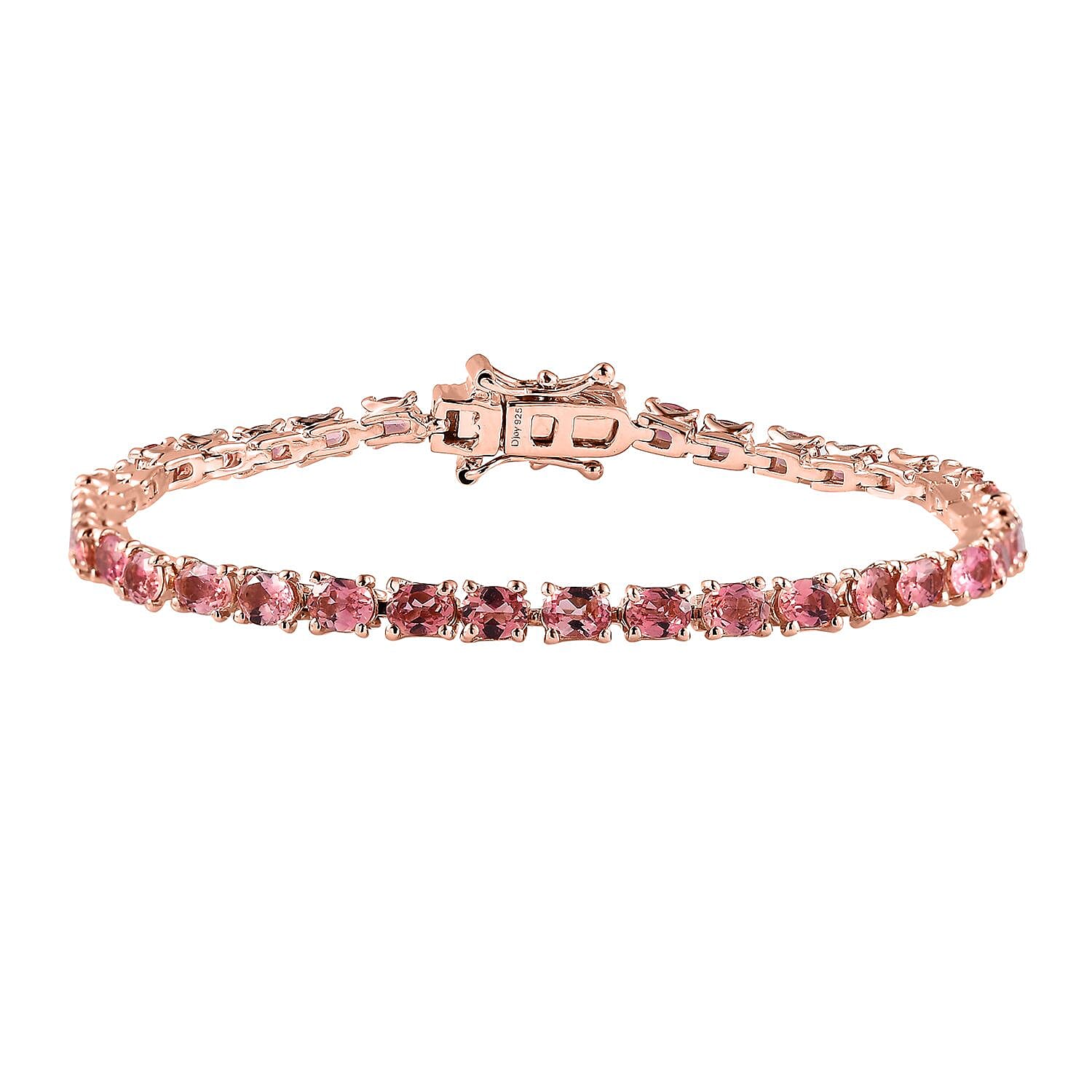 Premium Blush Tourmaline Tennis Bracelet in Vermeil RG Over Sterling Silver (6.50 In) (Del. in 8-10 Days) 5.50 ctw