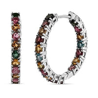 Multi-Tourmaline 3.96 ctw Earrings in Platinum Over Sterling Silver