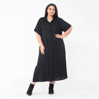 TAMSY, 100% Rayon, Collar, Button Down Dress With Half Sleeves