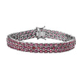 Tanzanian Wine Garnet Three-Row Bracelet in Platinum Over Sterling Silver (6.50 In) (Del. in 10-12 Days) 27.75 ctw - Sticky add to cart bar