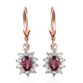 Tanzanian Wine Garnet and White Zircon Lever Back Earrings in Vermeil Rose Gold Over Sterling Silver 2.00 ctw - Sticky add to cart bar