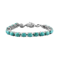 Nevada Turquoise Sea Horse Bracelet in Platinum Over Sterling Silver (6.50 In) 12.50 ctw (Del. in 10-12 Days)