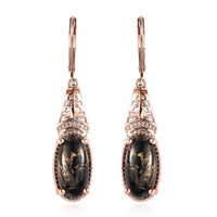 Matrix Silver Shungite Lever Back Earrings in 14K Rose Gold Over Copper with Magnet 6.40 ctw (Del. in 10-12 Days)