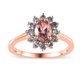 Blush Tourmaline, Santa Maria Aquamarine Sunburst Ring in Vermeil RG Over Sterling Silver (Size 10.0) (Del. in 8-10 Days) 1.25 ctw - Sticky add to cart bar