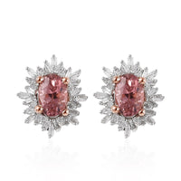 D'Joy Blush Tourmaline and Diamond Stud Earrings in Vermeil Rose Gold Sterling Silver 1.50 ctw
