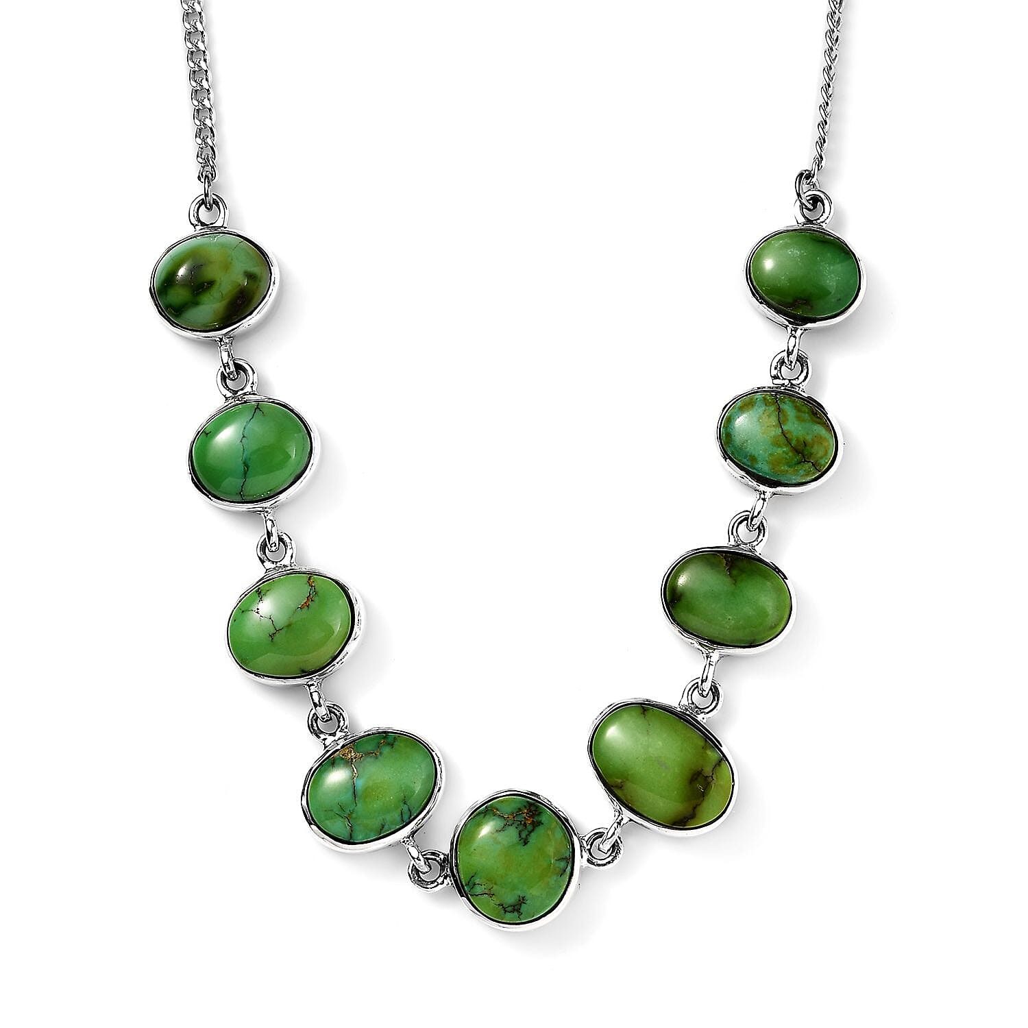 Artisan Crafted Sonoran Gold Turquoise Choker Necklace 14-16 Inches in Sterling Silver 18.60 ctw