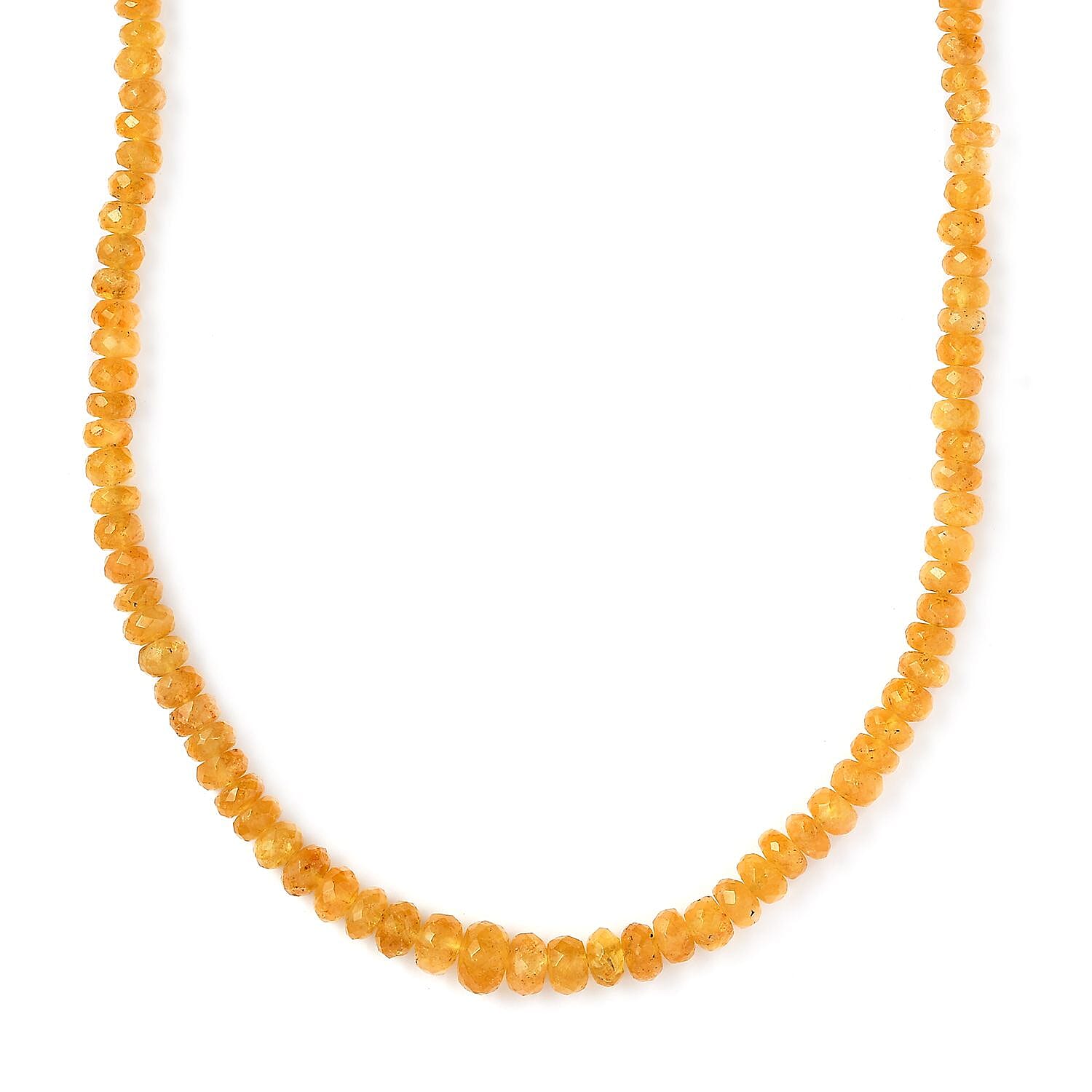 Heliodor Beaded Necklace 18 Inches in Rhodium Over Sterling Silver 80.00 ctw