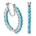Sleeping Beauty Turquoise Inside Out Hoop Earrings in Platinum Over Sterling Silver 5.00 ctw - Sticky add to cart bar