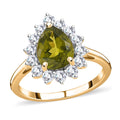 10K Yellow Gold Premium Arizona Peridot and Moissanite Halo Ring (Size 10.0) 2.40 ctw - Sticky add to cart bar
