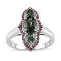 Tanzania Natural Green Apatite and Multi Gemstone Ring in Platinum Over Sterling Silver (Size 10.0) 1.70 ctw - Sticky add to cart bar