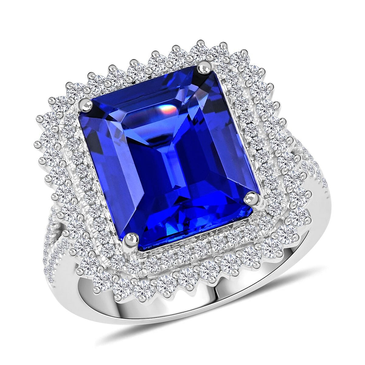 Doorbuster Certified & Appraised Rhapsody 950 Platinum AAAA Tanzanite and E-F VS Diamond Ring (Size 10.0) 9.95 Grams 7.60 ctw
