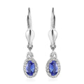 AAA Tanzanite and White Zircon Lever Back Earrings in Platinum Over Sterling Silver 0.65 ctw - Sticky add to cart bar