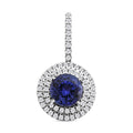 Rhapsody 950 Platinum AAAA Tanzanite and E-F VS Diamond Double Halo Pendant 1.75 ctw - Sticky add to cart bar