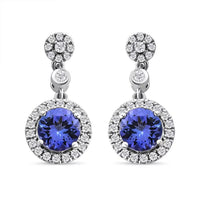 Certified & Appraised Rhapsody 950 Platinum AAAA Tanzanite and E-F VS Diamond Halo Earrings 2.25 ctw