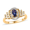 AAA Tanzanite and Diamond Ring in Vermeil Yellow Gold Over Sterling Silver (Size 10.0) 0.75 ctw - Sticky add to cart bar