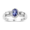 AAA Tanzanite, White Zircon Halo Ring in Platinum Over Sterling Silver (Size 10.0) 0.90 ctw - Sticky add to cart bar