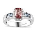 Blush Tourmaline and Multi Gemstone Halo Ring in Platinum Over Sterling Silver (Size 10.0) 1.65 ctw (Del. in 8-10 Days) - Sticky add to cart bar