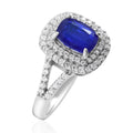 Tanzanian Blue Spinel (DF), White Zircon Double Halo Ring in Platinum Over Sterling Silver (Size 10.0) 2.65 ctw - Sticky add to cart bar