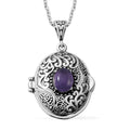 African Amethyst Necklace (24 Inches) in Stainless Steel 1.00 ctw - Sticky add to cart bar