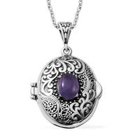 African Amethyst Necklace (24 Inches) in Stainless Steel 1.00 ctw