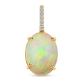 Certified & Appraised Luxoro AAA Ethiopian Welo Opal and G-H I2 Diamond 6.94 ctw Pendant in 10K Yellow Gold - Sticky add to cart bar