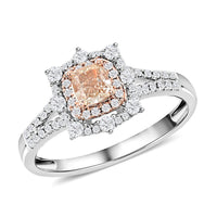 Doorbuster Modani 14K White & Rose Gold SI Natural Pink and White Diamond Ring (Size 10.0) 0.90 ctw