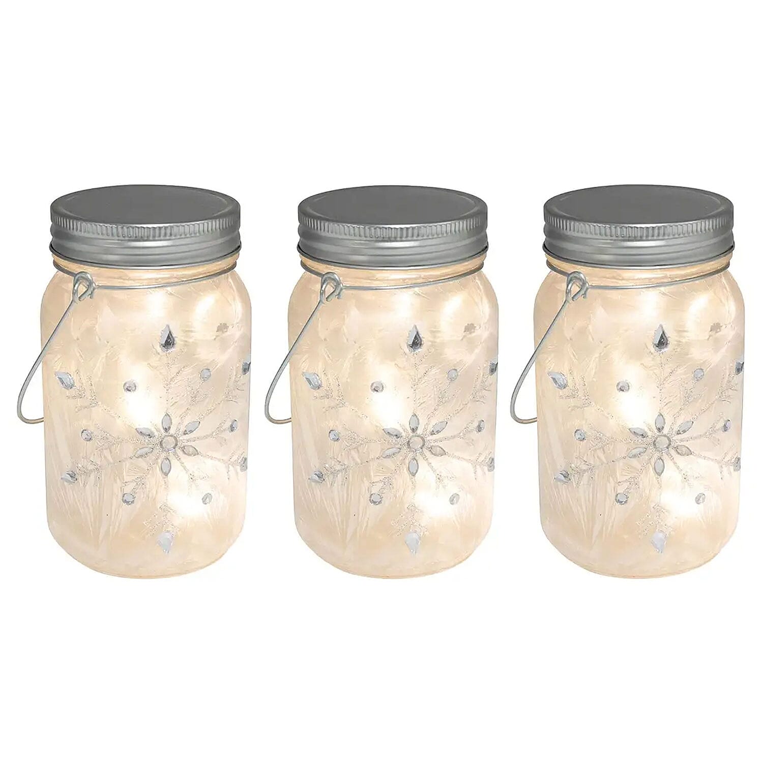 Lumabase Set of 3 Mason Jars Filled with String Lights