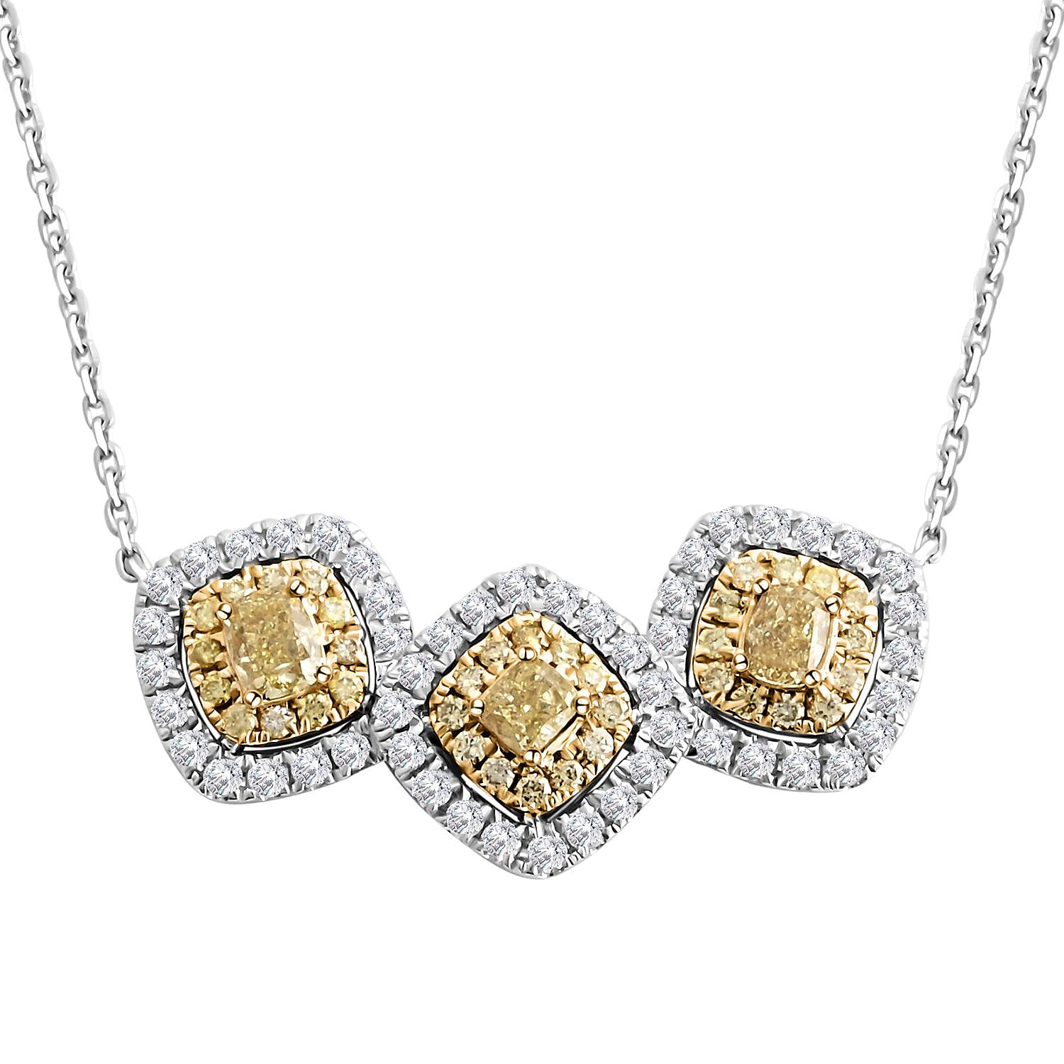 Modani 14K Yellow and White Gold Natural Yellow and White Diamond Necklace 18 Inches 5.70 Grams 1.50 ctw