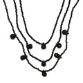 Thai Black Spinel 85.00 ctw Beaded 3 Layered Necklace in Rhodium Over Sterling Silver 18-20 Inches - Sticky add to cart bar