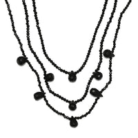 Thai Black Spinel 85.00 ctw Beaded 3 Layered Necklace in Rhodium Over Sterling Silver 18-20 Inches