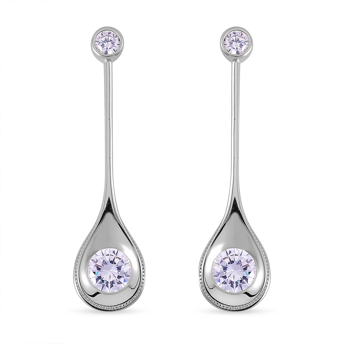 Simulated Diamond Dangle Earrings in Rhodium Over Sterling Silver 7.65 ctw