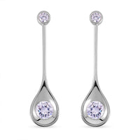 Simulated Diamond Dangle Earrings in Rhodium Over Sterling Silver 7.65 ctw