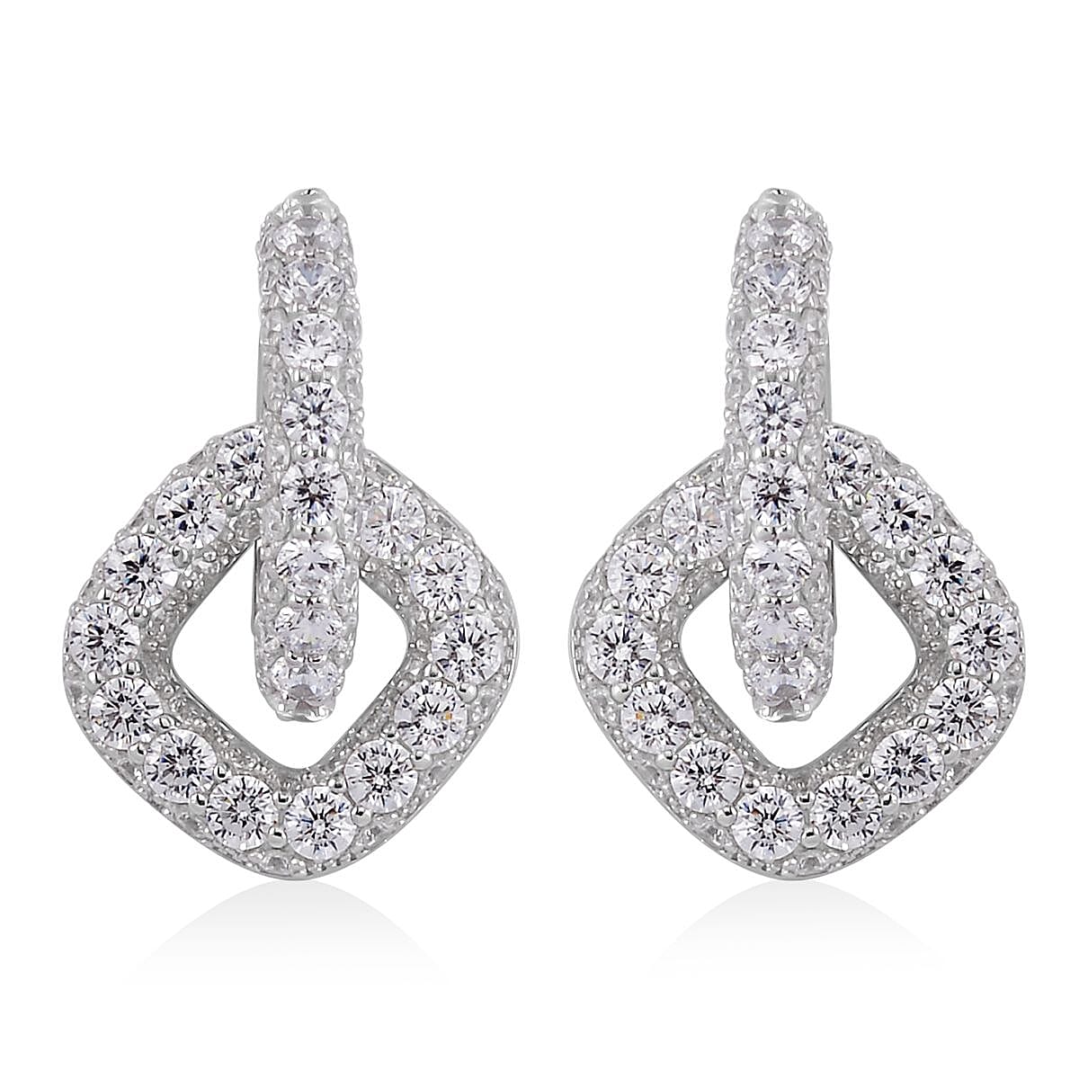 Simulated Diamond Dangle Earrings in Rhodium Over Sterling Silver 7.50 ctw