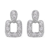 Simulated Diamond Dangle Earrings in Rhodium Over Sterling Silver 7.90 ctw