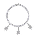 Simulated Diamond Snake Charm Bracelet in Silvertone (7.50 In) 5.00 ctw - Sticky add to cart bar