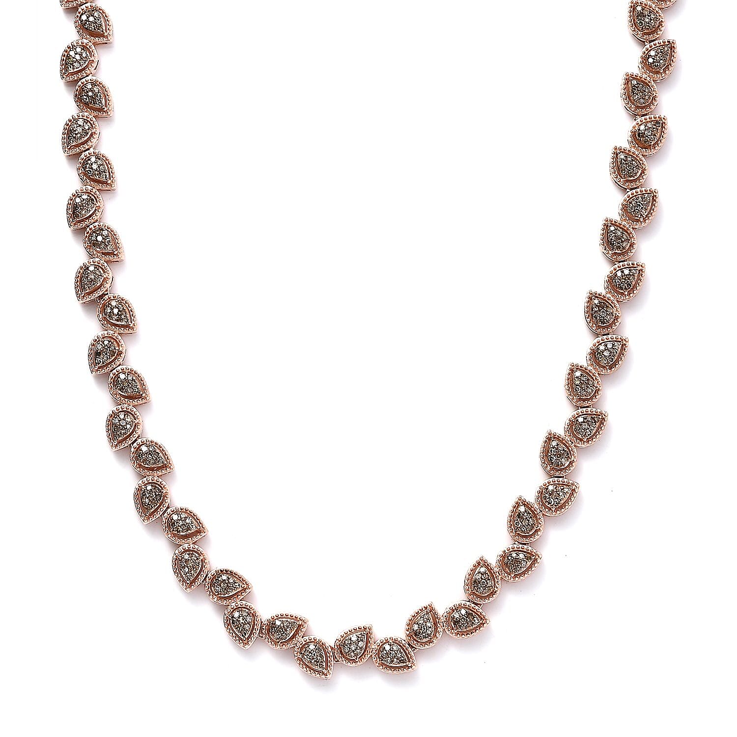 Natural Champagne Diamond 4.00 ctw Necklace in Vermeil Rose Gold Over Sterling Silver 18 Inches