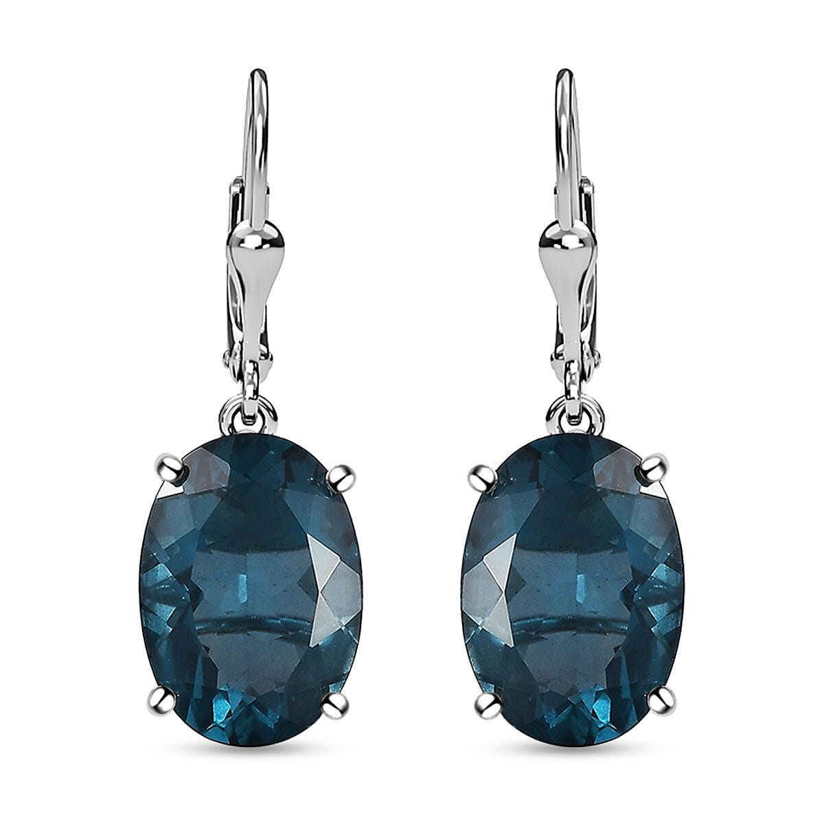 Dean Teal Fluorite (IR) Lever Back Earrings in Platinum Over Sterling Silver 13.40 ctw