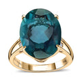 Luxoro 10K Yellow Gold Premium Teal Fluorite, Diamond Ring (Size 10.0) 11.00 ctw - Sticky add to cart bar
