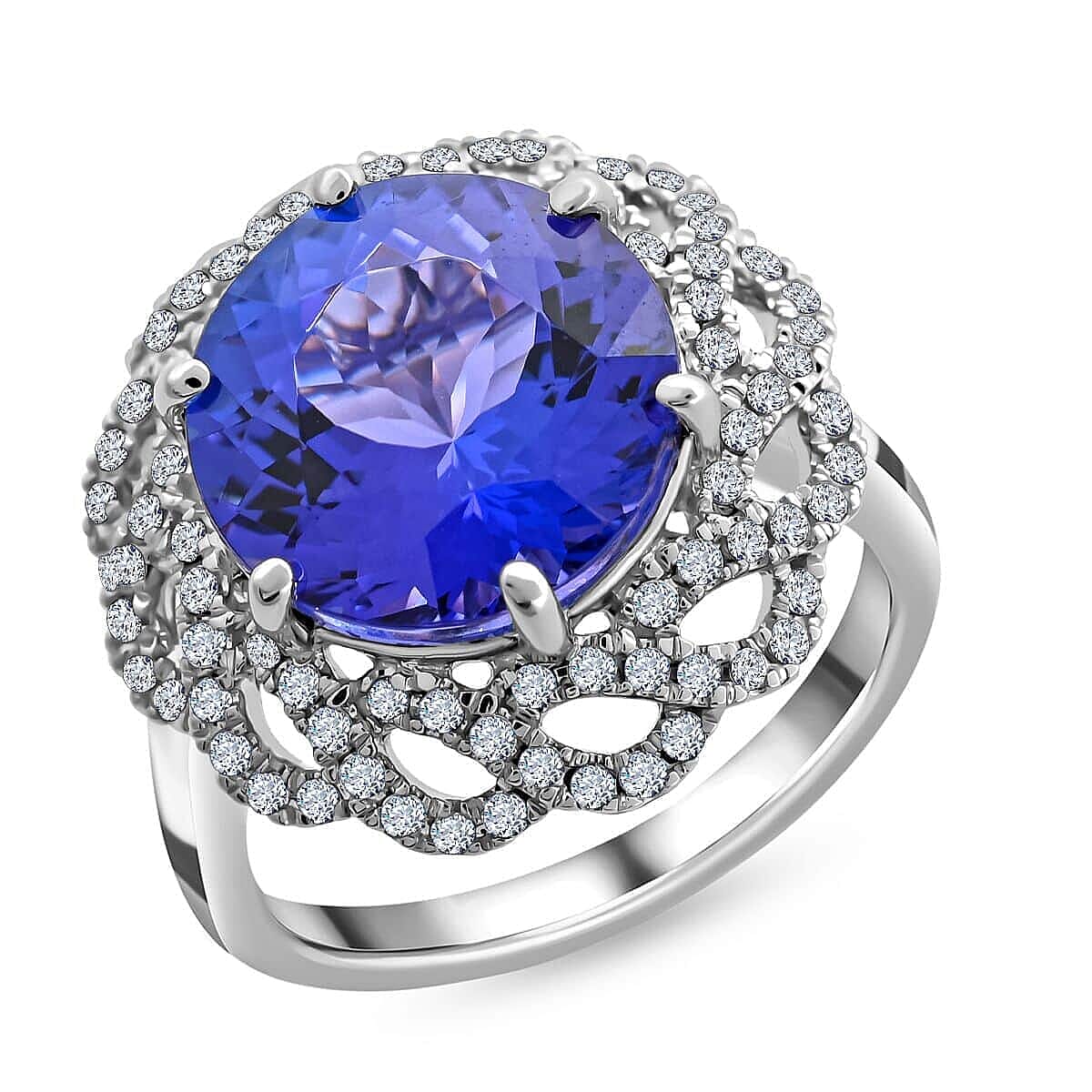 Doorbuster Certified & Appraised Rhapsody 950 Platinum AAAA Tanzanite and E-F VS Diamond Ring (Size 10.0) 7.25 Grams 4.85 ctw
