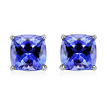 Certified & Appraised Rhapsody 950 Platinum AAAA Tanzanite Cushion Stud Earrings 2.10 ctw - Sticky add to cart bar