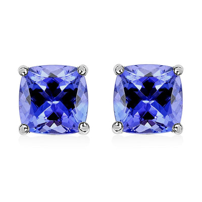 Certified & Appraised Rhapsody 950 Platinum AAAA Tanzanite Cushion Stud Earrings 2.10 ctw