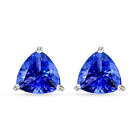 Certified & Appraised Rhapsody 950 Platinum AAAA Tanzanite Cushion Stud Earrings 2.10 ctw