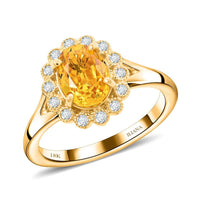Doorbuster Certified & Appraised Iliana 18K Yellow Gold AAA Yellow Sapphire and G-H SI Diamond Floral Ring (Size 10.0) 4.25 Grams 1.75 ctw