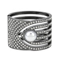 Simulated Pearl and White Austrian Crystal Bangle Bracelet in Goldtone (6.25 In) - Sticky add to cart bar